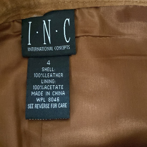 INC Internationsl Concepts 100% suede leather skirt. Acetate Lining. - Picture 6 of 7